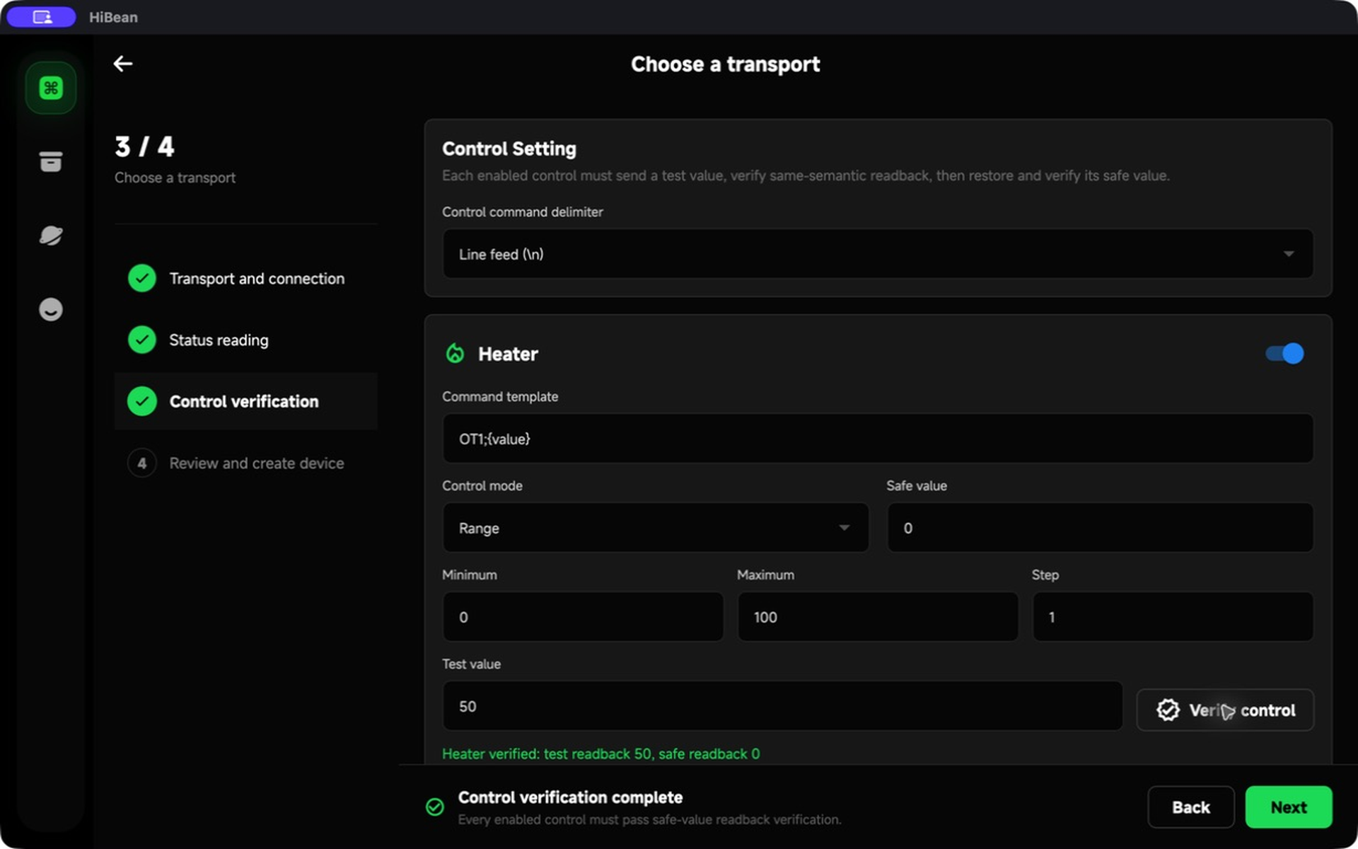 Verify the heater control and safe restore